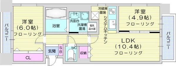 北１３条東駅 徒歩7分 14階の物件間取画像